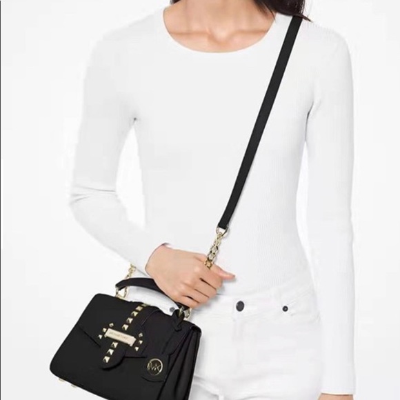 New Michael Kors Bleecker Small Studded Satchel - Picture 7 of 9